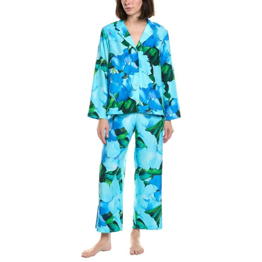 Natori Womens 2Pc Isla Notch Pajama Set, Blue